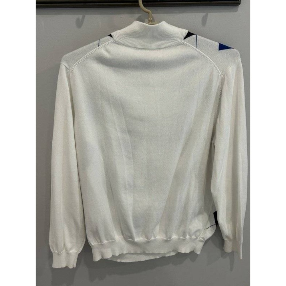 Brooks Brothers White Argyle Blue Long Sleeve‎ Sweater 1/4 Button St Andrews XL - Picture 8 of 11